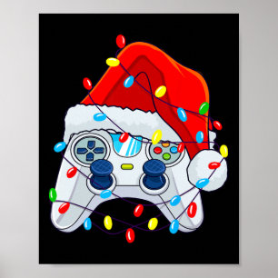 Game Controller Christmas Santa Hat Gamer Boys 1 Poster