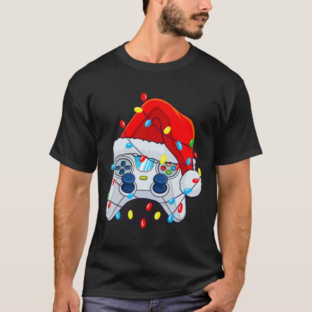 Game Controller Christmas Santa Hat Gamer Boys 1  T-Shirt (Front)