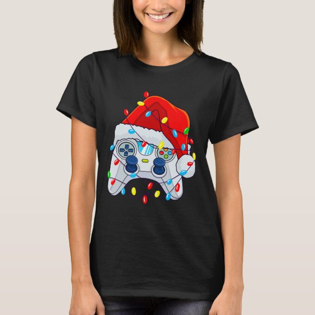 Game Controller Christmas Santa Hat Gamer Boys 1  T-Shirt (Front)