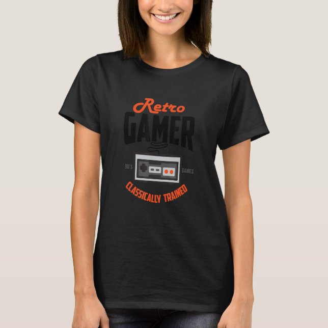 Game Controller Classically Trained  Orange Retro  T-Shirt (Front)