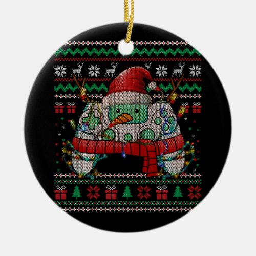 Game Controller Gamepad Snowman Santa Hat Ugly Chr Ceramic Ornament