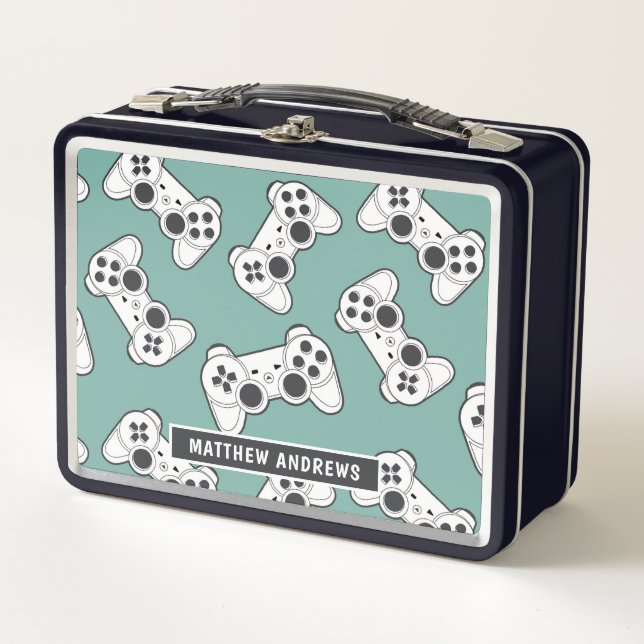 Game Controller Gamer Personalized Name Metal Lunch Box (Front)