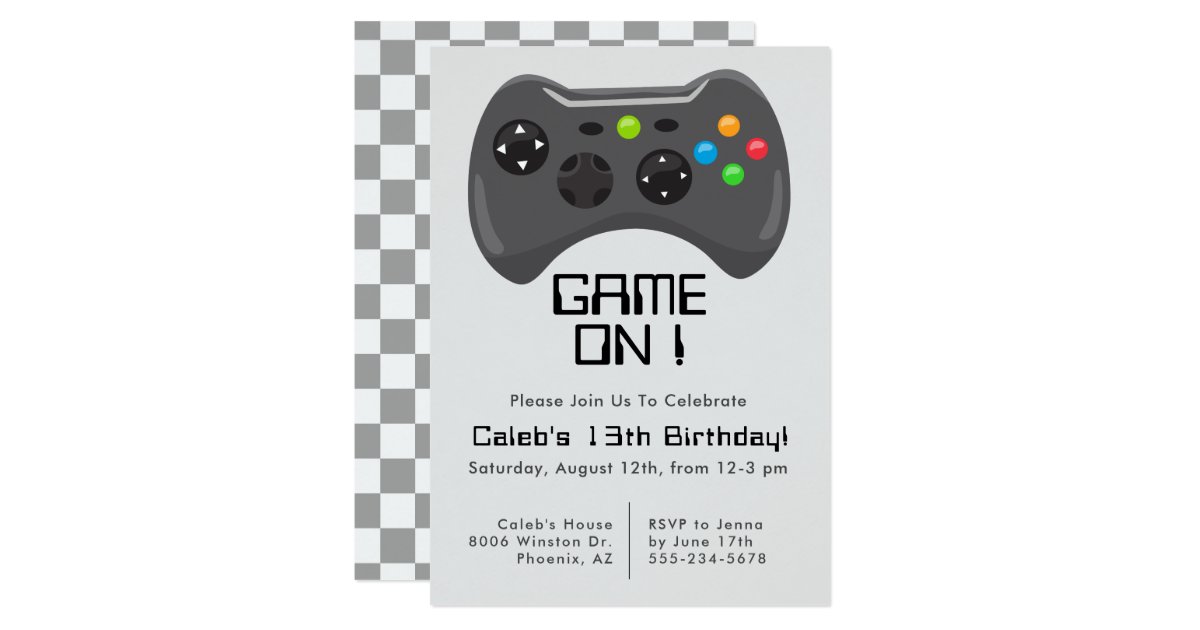 Game Controller Gamer Theme Boys Birthday Party Invitation Zazzle Com