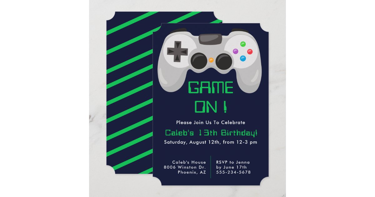 Controller Invites Game Controller Gamer Themed Boys Birthday Party Invitation | Zazzle