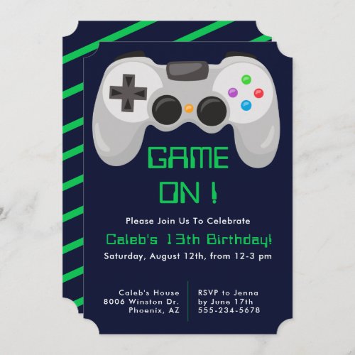Game Controller Gamer Themed Boys Birthday Party Invitation