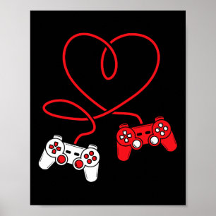 Game Controller Heart Funny Valentines Day Boy &am Poster
