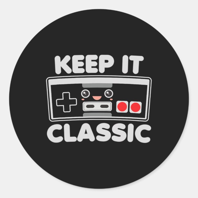 Game Controller Keep It Clic Humor 80s Retro Dark  Classic Round Sticker (Front)