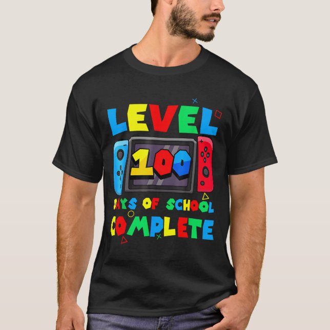 Game Controller Level 100 Days Of School Complete  T-Shirt (Front)