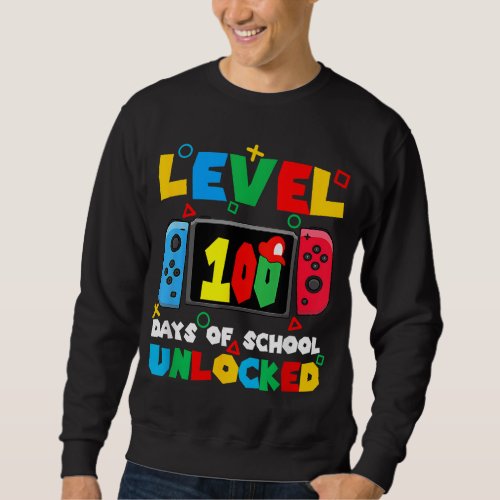 Game Controller Level 100 Days Of School Unlocked  Sweatshirt