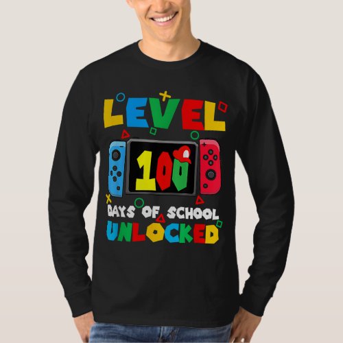 Game Controller Level 100 Days Of School Unlocked  T_Shirt