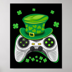 Game Controller Shamrock Gamer St Patricks Day Gam Poster