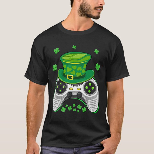Game Controller Shamrock Gamer St Patricks Day Gam T-Shirt (Front)