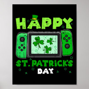 Game Controller Shamrock St Patricks Day Gamer Gam Poster