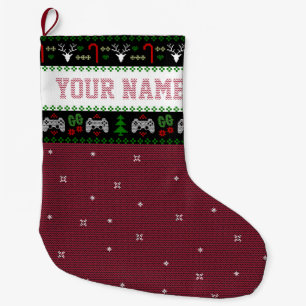 Game Controller Ugly Christmas Sweater Large Christmas Stocking