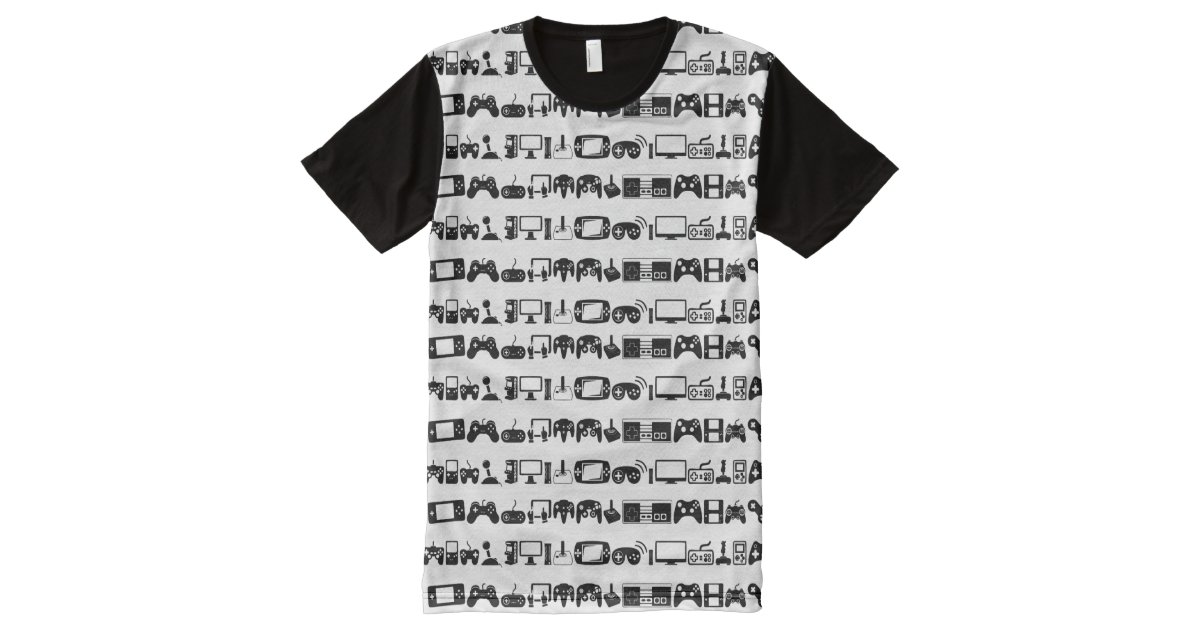 Game Controllers Repeating Pattern All-Over-Print T-Shirt | Zazzle