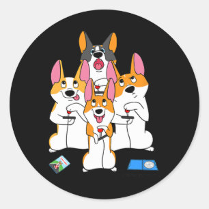 Game Corgi Video Game Graphic Gamer Meme Gaming  Classic Round Sticker