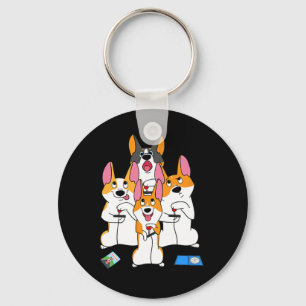 Game Corgi Video Game Graphic Gamer Meme Gaming  Keychain