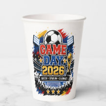 Game Day 2026 Soccer Birthday Party Paper Cups