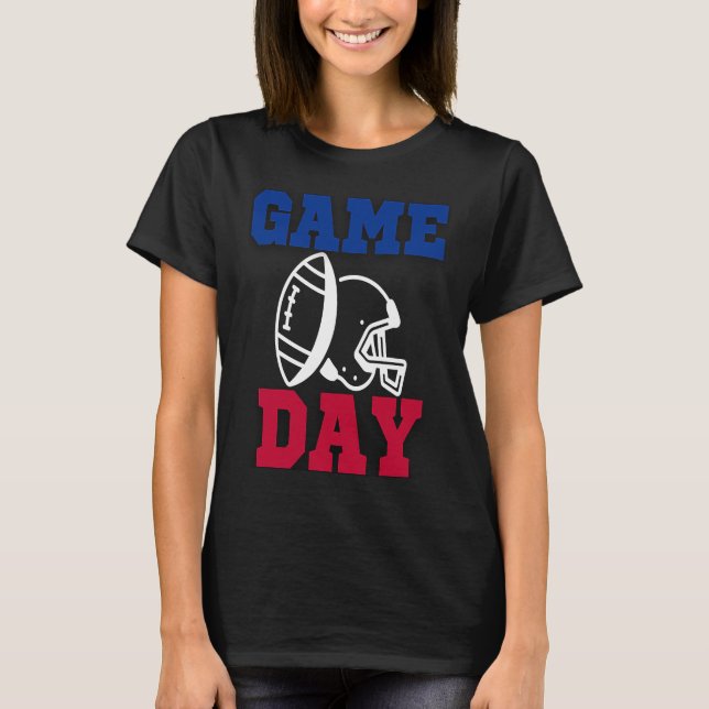 GAME DAY AMERICAN FOOTBALL HELMET RED WHITE BLUE S T-Shirt (Front)