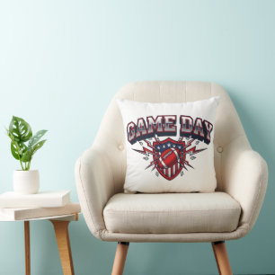 Game Day American Football Patriotic Shield Sports Throw Pillow