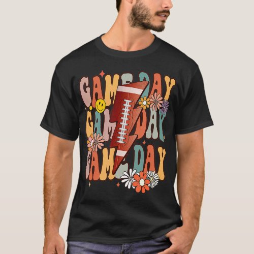 Game Day American Football Retro Season Groovy  T_Shirt