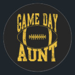 Game Day Aunt Yellow Football Auntie  Classic Round Sticker<br><div class="desc">Game Day Aunt Yellow Football Auntie</div>