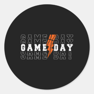 Game Day Basball Lightning Sport Player Coach Classic Round Sticker