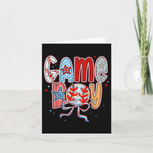 Game Day Baseball Coquette Mama Checkered Mothers  Card