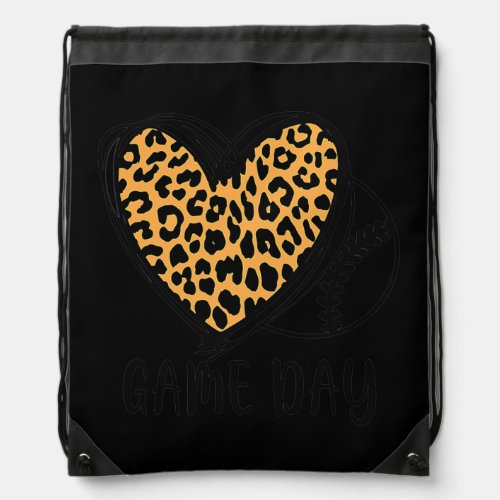 Game Day Baseball Life Softball Life Leopard Drawstring Bag