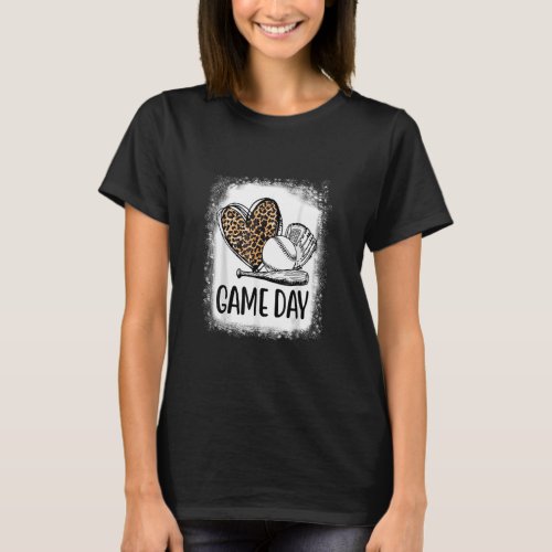 Game Day Baseball With Leopard Heart Soccer Mom Ma T_Shirt