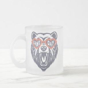 Game Day Bear Frosted Glass Coffee Mug