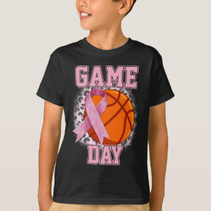 Game Day Breast Cancer Awareness Basketball Tackle T-Shirt