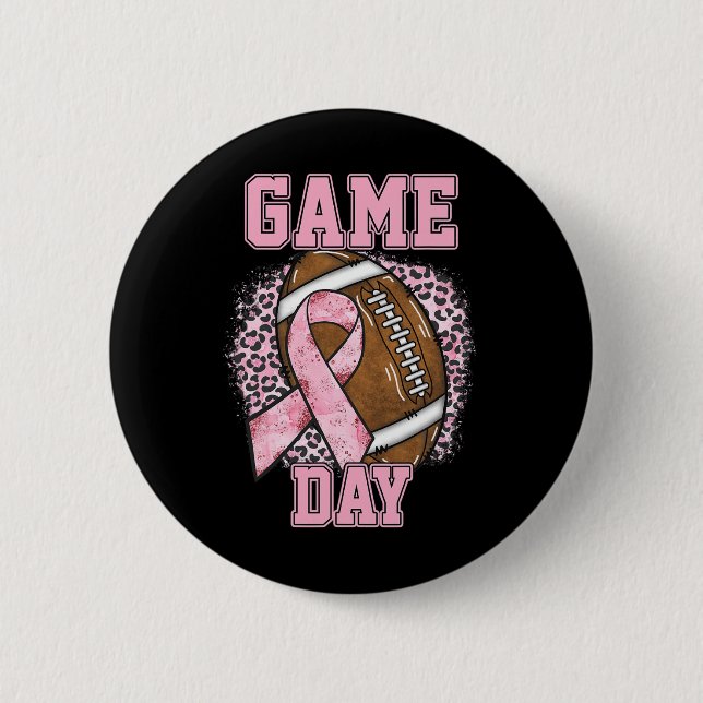 Game Day - Breast Cancer Awareness Pink Football M Button (Front)