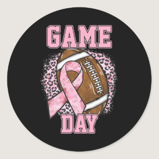 Game Day - Breast Cancer Awareness Pink Football M Classic Round Sticker