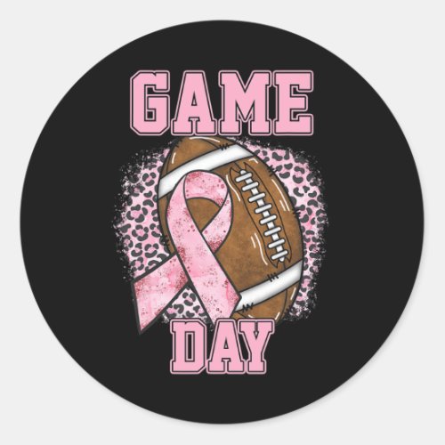 Game Day _ Breast Cancer Awareness Pink Football M Classic Round Sticker