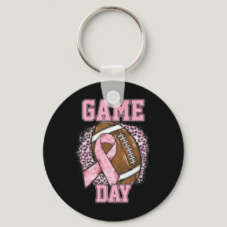 Game Day - Breast Cancer Awareness Pink Football M Keychain