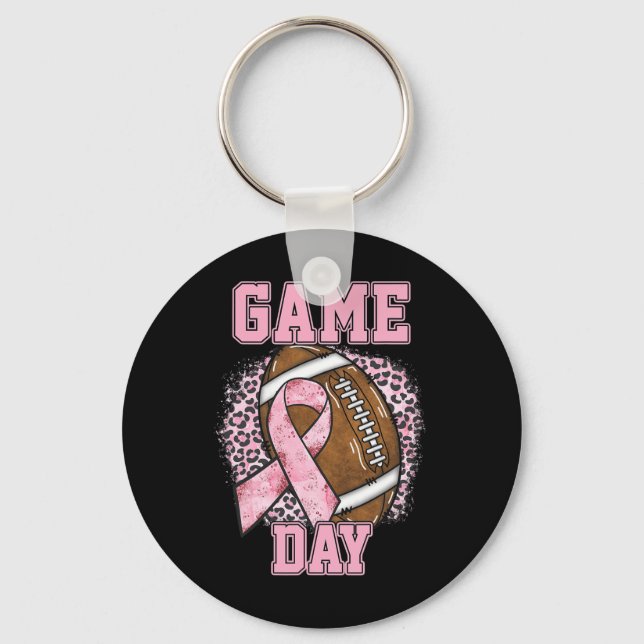 Game Day - Breast Cancer Awareness Pink Football M Keychain (Front)