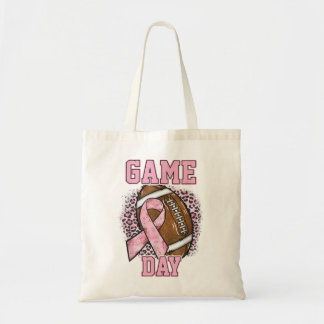 Game Day Breast Cancer Awareness Pink Football Mom Tote Bag