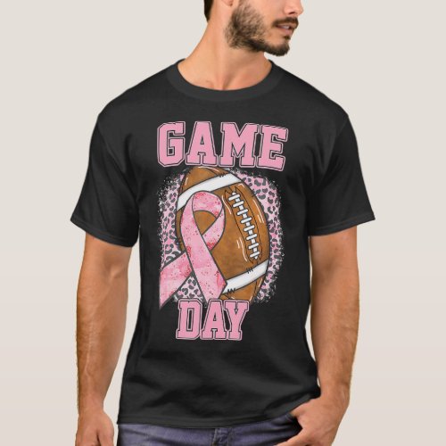 Game Day Breast Cancer Awareness Pink Football T_Shirt