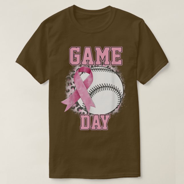Game Day Breast Cancer Awareness Teeball Tackle Ca T-Shirt (Design Front)