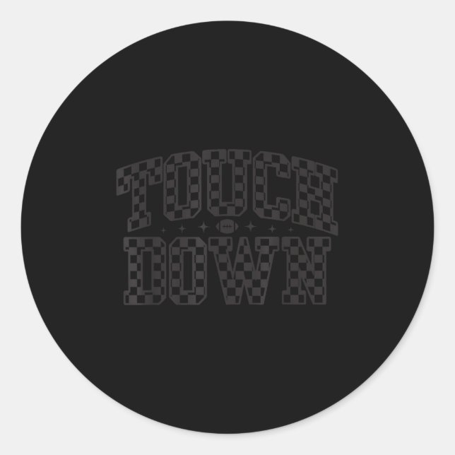 Game Day Checkered Touchdown Season Preppy America Classic Round Sticker (Front)