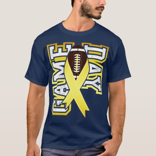 Game Day  Childhood Cancer Awareness Football Ribb T_Shirt