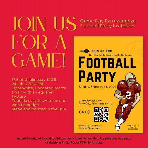 Game Day Extravaganza Football Party Invitation