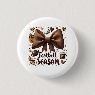 Game Day Football Bow Coquette Football Season Button