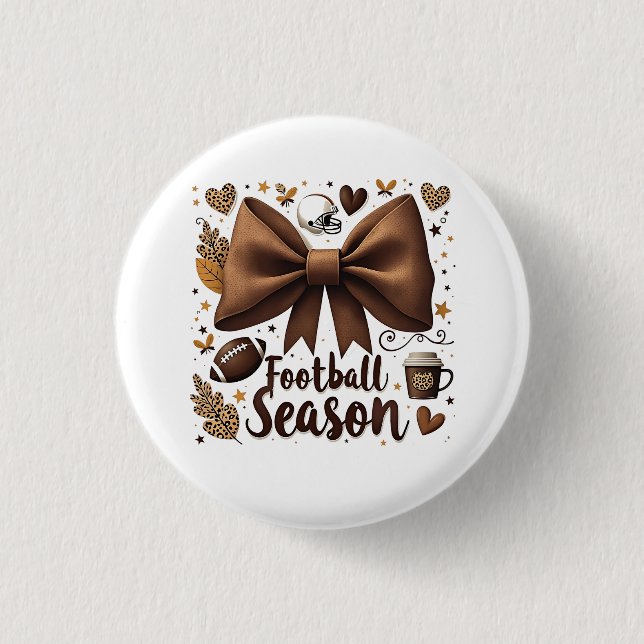 Game Day Football Bow Coquette Football Season  Button (Front)