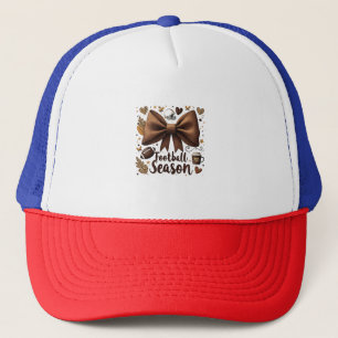 Game Day Football Bow Coquette Football Season Trucker Hat