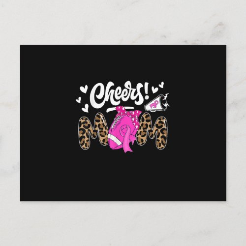 Game Day Football Cheer Mom Pink Leopard Breast Ca Postcard