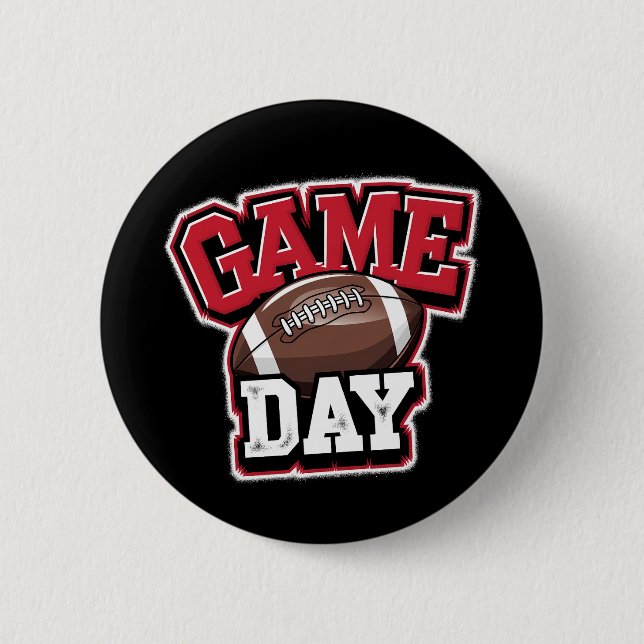 Game Day Football Distressed Funny Button (Front)