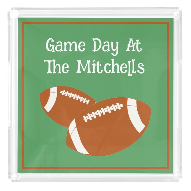 Game Day Football PERSONALIZE Acrylic Tray (Front)