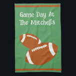 Game Day Football PERSONALIZE Kitchen Towel<br><div class="desc">Game Day American Football PERSONALIZE towel. Get your party game on! Add any name to this fun football themed design.</div>